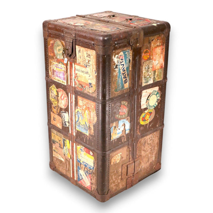 Hartmann Cushion Top Gibraltarized Steamer Trunk Keys Decals Antique 1927 7963