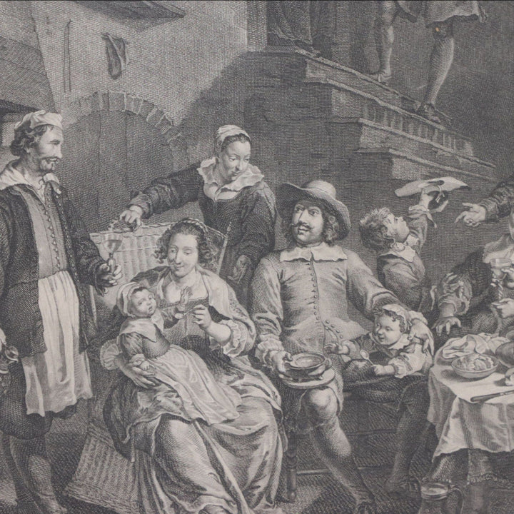 Isaac Taylor 1765 A Flemish Collation Entertainment Framed Engraving Van Harp 6038.1