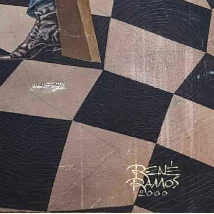 Rene Ramos Jester Card Player 39x32 Oil Canvas Original Cuban Art Painting 2000 7482.19