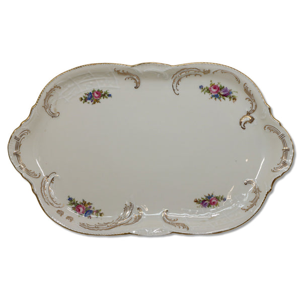 Rosenthal Sanssouci 3029 Diplomat Ivory Gold 15" Oval Serving Platter Vintage