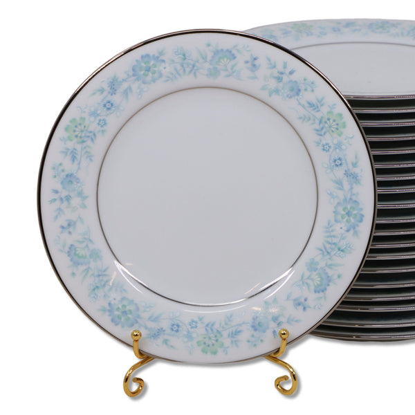 Noritake Milford 2227 Bread Butter Plate 6 3/8” Blue Flower Platinum Trim China