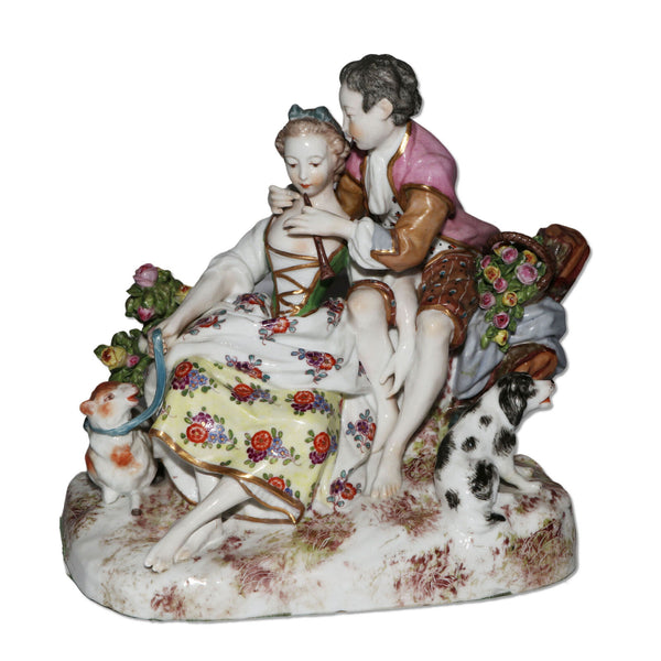 Sitzendorf Music Lesson Porcelain Figural Figurine Courting Couple Late 1800's