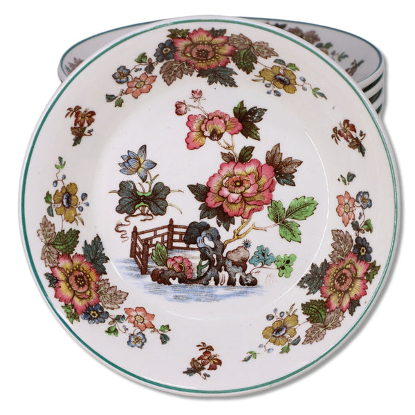 Wedgwood Eastern Flowers TDK 426 Berry Fruit Bowl 5 1/4" Green Trim 1940's