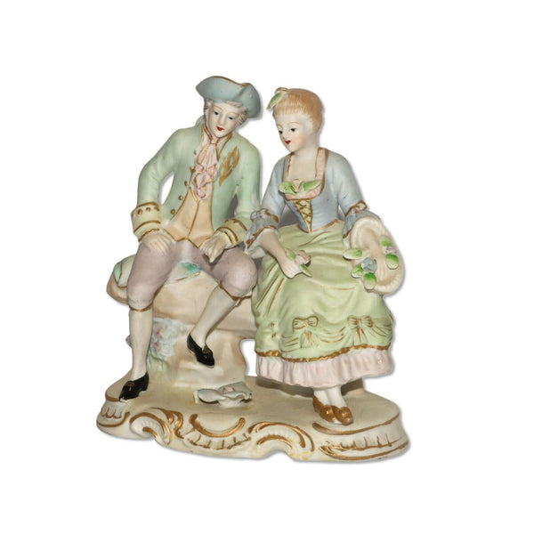 Okada Japanese Porcelain Figurine Figural  Colonial Man Woman Vintage 1950's