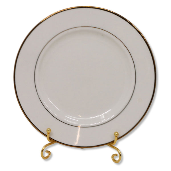 Homer Laughlin Diplomat Bread Plates 5 3/4" Cream w/ Gold Rims Vintage 1990's
