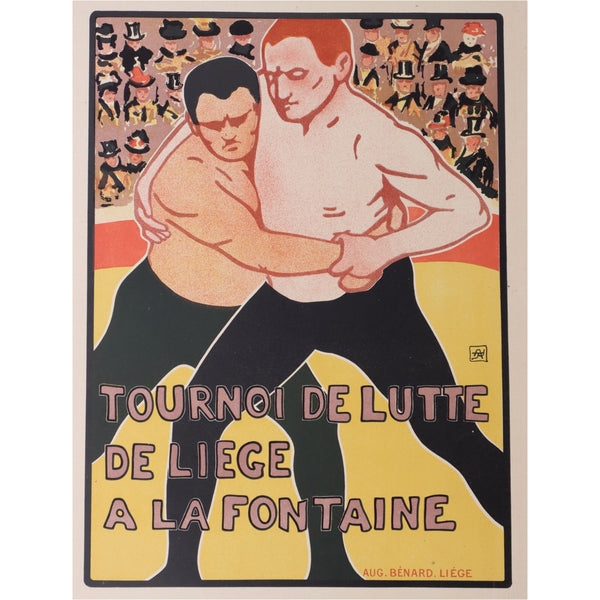Tournoi De Lutte De Liege Litho 1899 Original Les Maitres de L'Affiche PL224