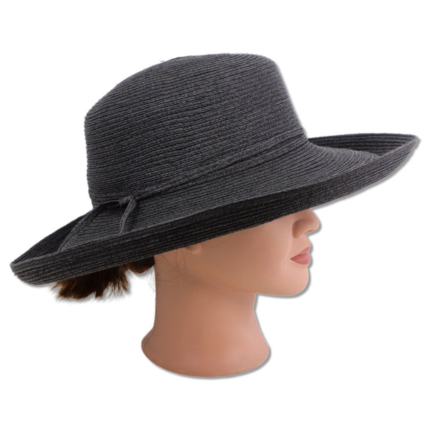 Liz Claiborne Straw Cotton Blend Wide Brim Ladies Floppy Sun Hat Medium 56cm