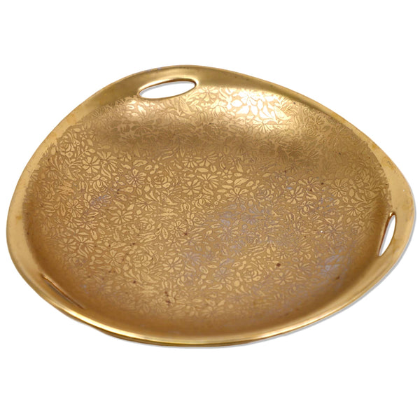 Pickard Daisy Rose Encrusted Gold Porcelain Trinket Bon Bon Dish 7" Vintage 1950