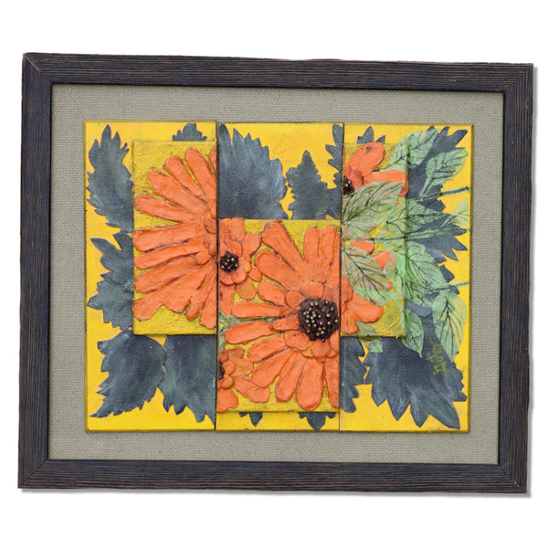 Donald Gotz "Goby" Acrylic Floral 3D Mixed Media 13x11 Signed 2017