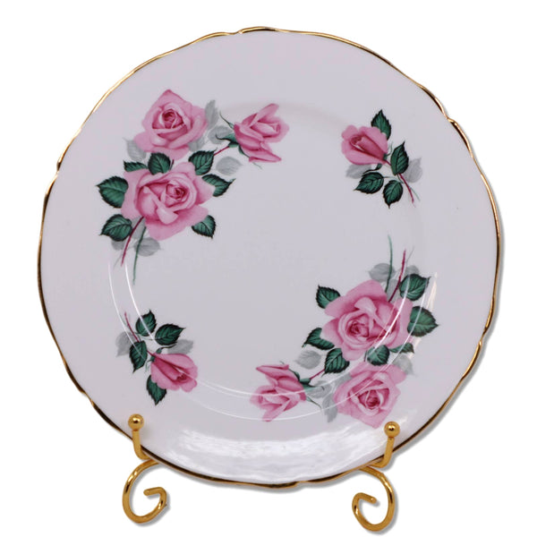Regency Pink Rose Bone China 8" Salad Dessert Plate Vintage England 1950's