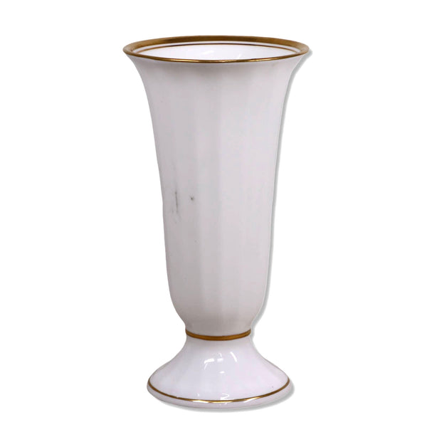 Mikasa Trumpet Vase Gold Rimmed White Bone China 6.25" Japan