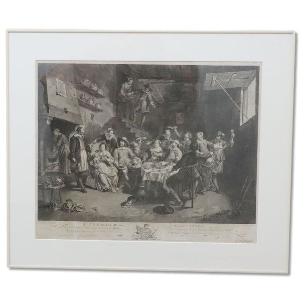 Isaac Taylor 1765 A Flemish Collation Entertainment Framed Engraving Van Harp