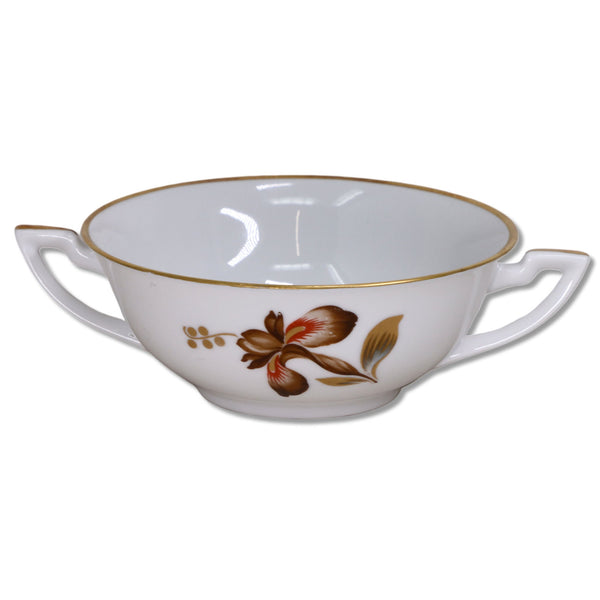 Royal Copenhagen Brown Iris 711 Bullion Cream Soup Bowl 9571 Vintage 1950's