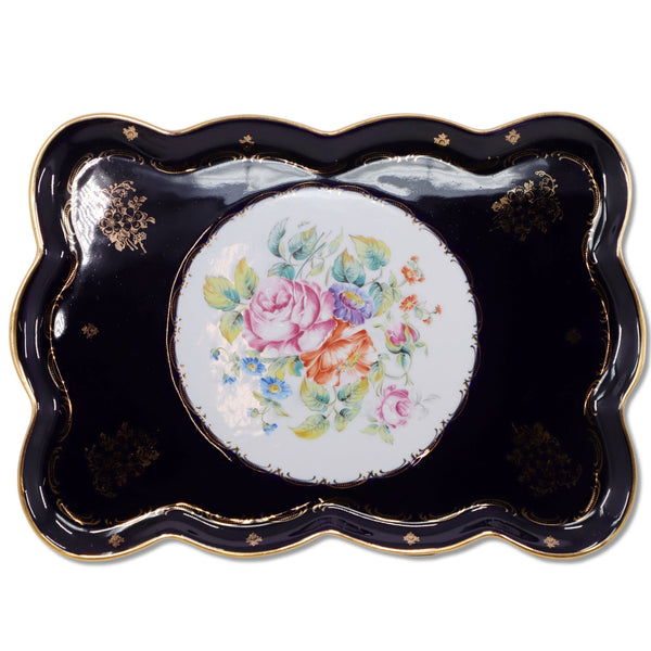 Couleuvre Porcelaine Veritable Cobalt Dresser Tray Ed. D'Art Tirage Reserve Gold