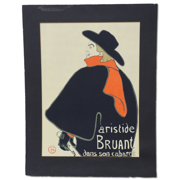 Aristide Bruant dans son Cabaret Toulouse-Lautrec Serigraph 29x23 Matted