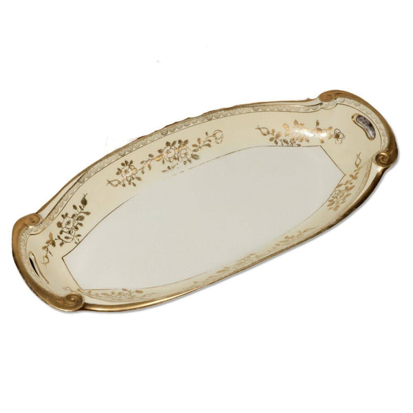 Noritake Maruki Mark Nippon Oval Asparagus Bowl Gold Moriage Porcelain 1910