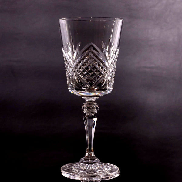 Galway Cashel Crystal 7 1/8" Red Wine Goblet Cut Stem Glass Ireland 1988