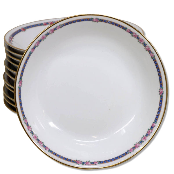 Charles Ahrenfeldt CA Limoges AHR6 Coupe Soup Bowl 7 1/8" Pink Roses 1894-1930