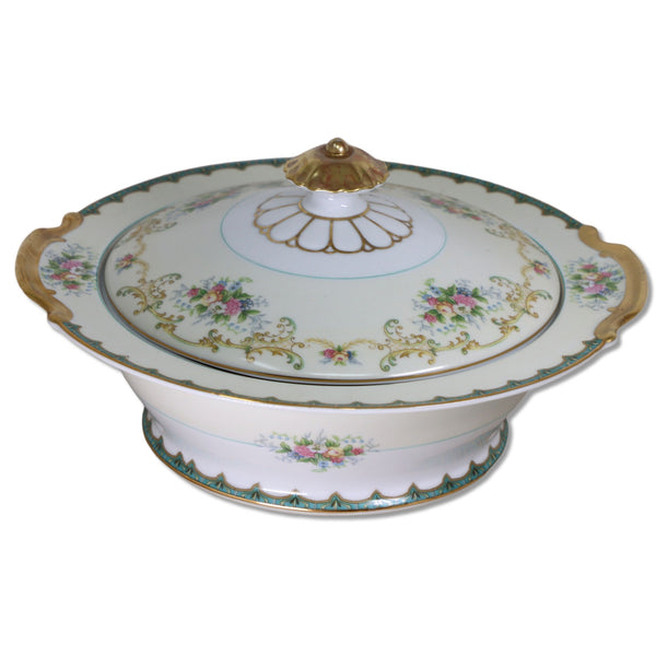 Noritake M Mark Melot Round Covered Serving Bowl  Japanese China Vintage 1930's