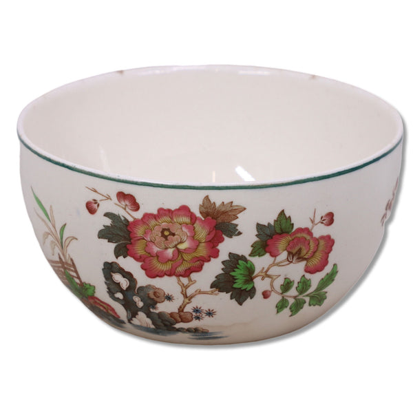 Wedgwood Eastern Flowers TDK 426 Round Cranberry Bowl 5" Green Trim 1940's