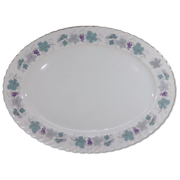 Jaeger Co Golden Crown ER Bordeaux ER Oval Serving Platter 14.5" Swirl  1960's