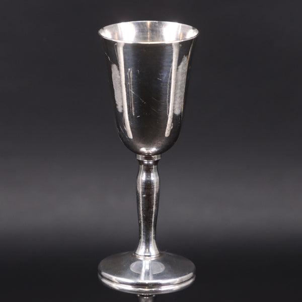 Alvin Silver Plate Shot Cordial Chalice Goblet Glass 3 1/2" Vintage