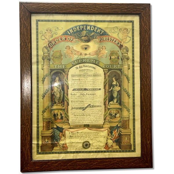 Independent Order of Foresters 1901 Certificate of Membership Poster Framed