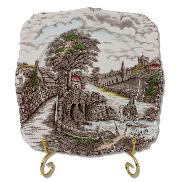 Myott Staffordshire England's Charm Square 8.5" Luncheon Plate 1940's Vintage