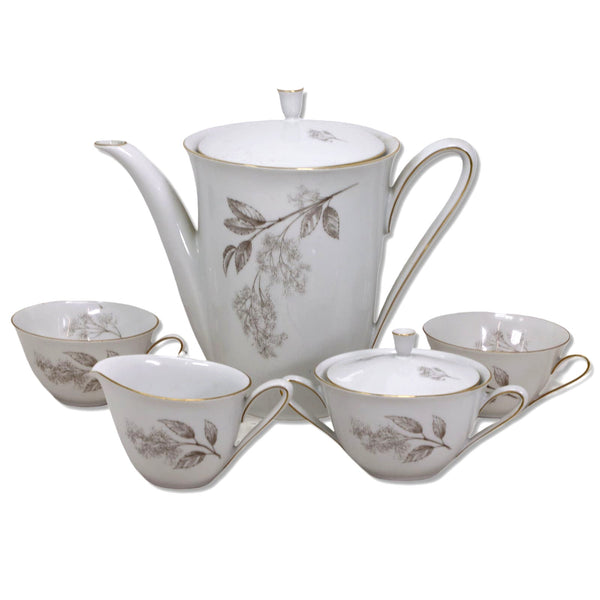 Hutschenreuther 5pc  2382 Sissi Tea Service Set Teapot Cream Sugar Cups 1930's
