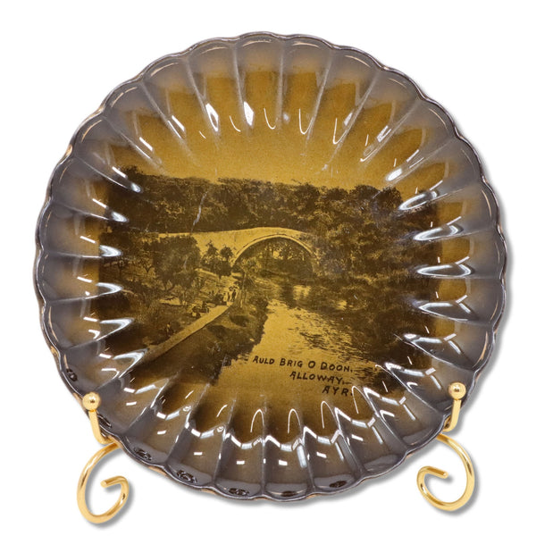 Ridgways Auld Brig O Doon Alloway Scalloped Transfer Plate 8" England 1890's
