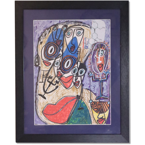 Marty Coyle Psychedelic Art Original Mixed Media 16x20 Matted Framed 2015