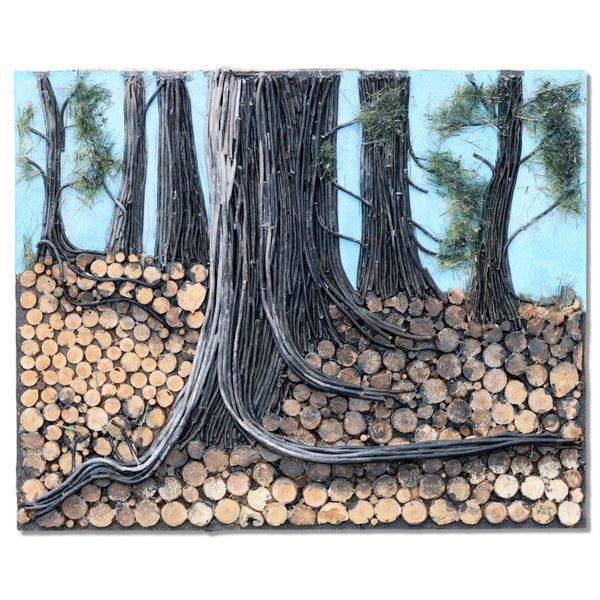 Donald Gotz "Long Beach" Pine Tree Acrylic  3D Mixed Media 21x17 Signed