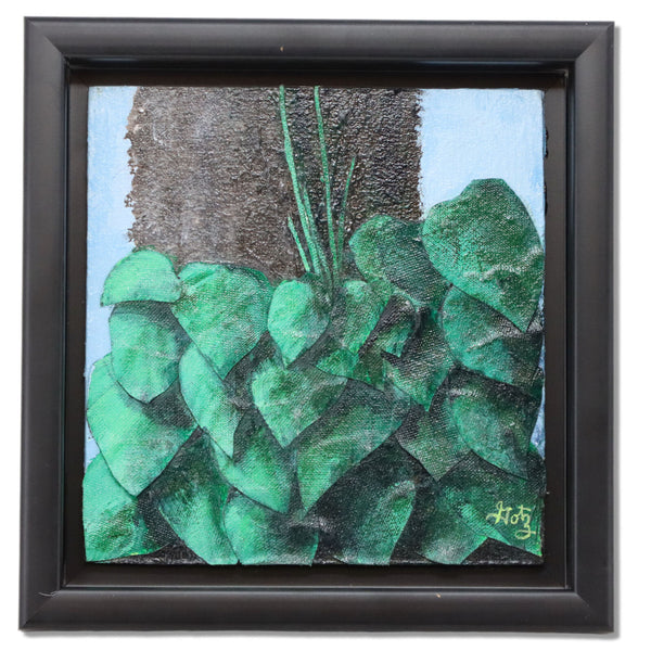 Donald Gotz "Hosta 2" Ivy on Tree Acrylic Multimedia 9x9 Signed 2012