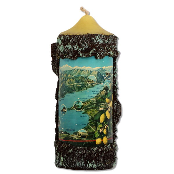 Modello Depositato Lake Como Verona Venezia Italy Log Candle 7" Unlit Vintage
