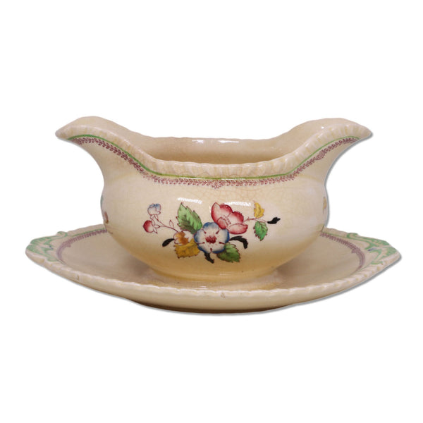 Mason Alberta Gravy Boat Attached Underplate England Ironstone Mid-late 19th C.