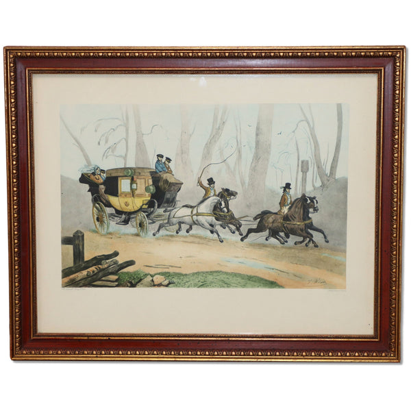 La Chaise de Poste by Victor-Jean Adam Hand Colored Lithograph 24x20 1934