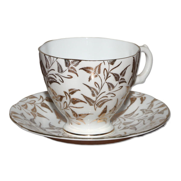 Spencer Stevenson Royal Stuart  Bone China Gold Leaf Footed Teacup Set England