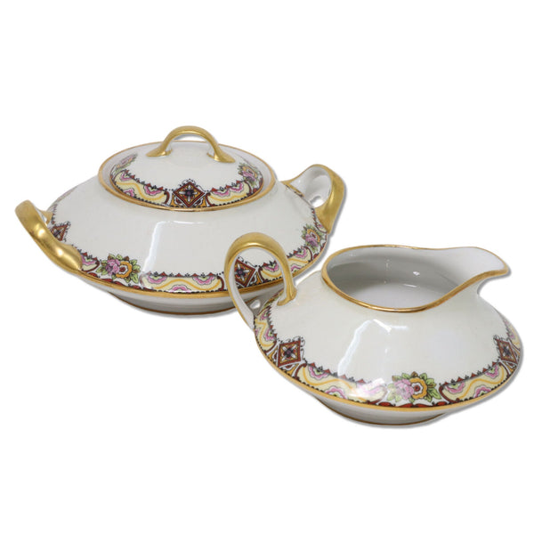 Old Abbey Creamer Pitcher Sugar Bowl Set Mavaleix Granger Limoges Stern Bros NY