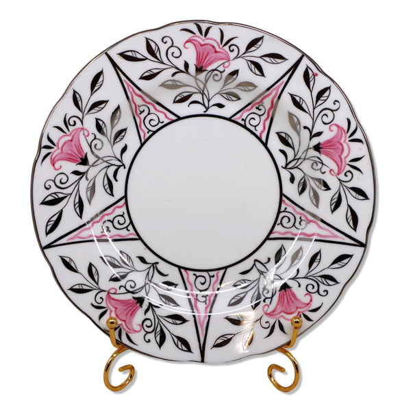 Wedgwood W2993 Pink Flowers Platinum 8 1/4" Salad Dessert Plate 1880's