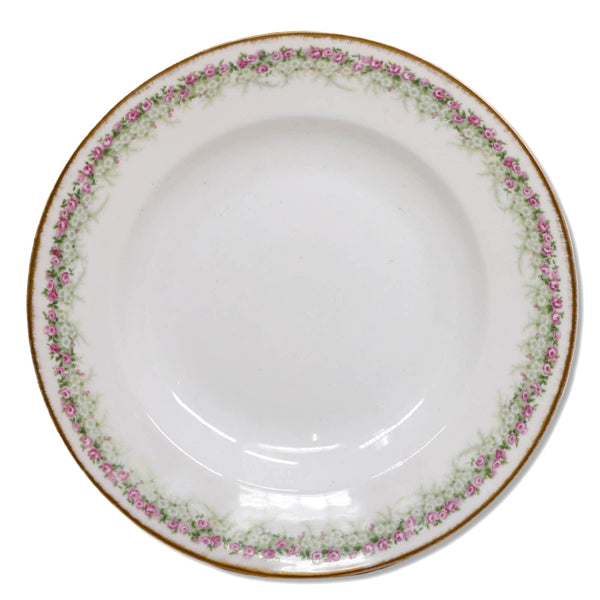 B Anchor Limoges 4pc  9" Soup Bowls Pink Roses Gold Rim  France Antique