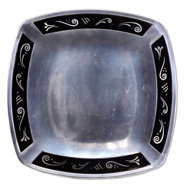 Lenox Spyro 14" Black Glass and Alloy Serveware Serving Platter Tray