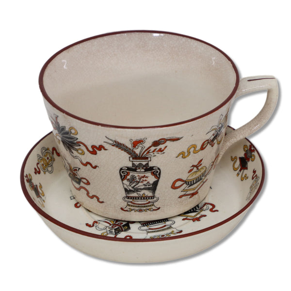 Mintons Woodseat C2110 Coffee Tea Cup Saucer Ironstone Polychrome 1840's