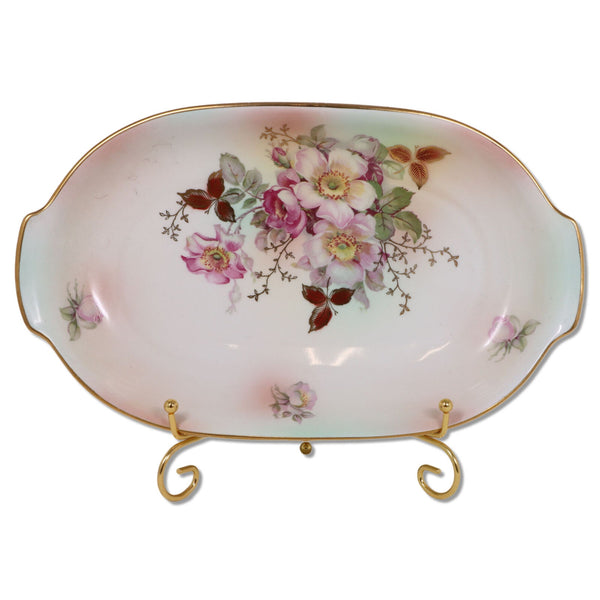 Schumann Arzberg Wild Rose 12.5" Oval Casserole Serving Dish 1950's Bavaria