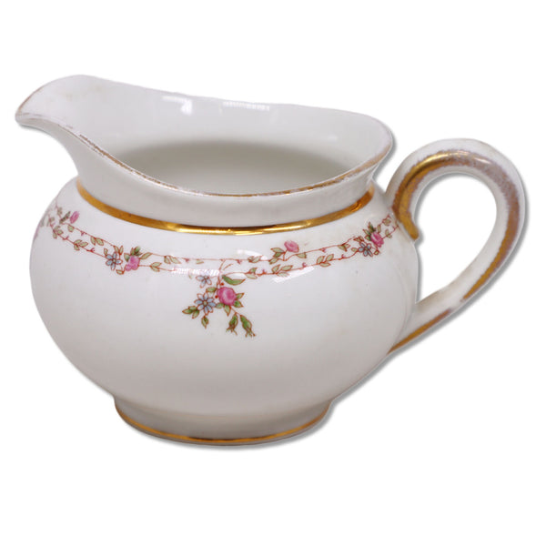 B&Co L Bernardaud Limoges Creamer Pitcher Pink Rose Gold Rim 1900