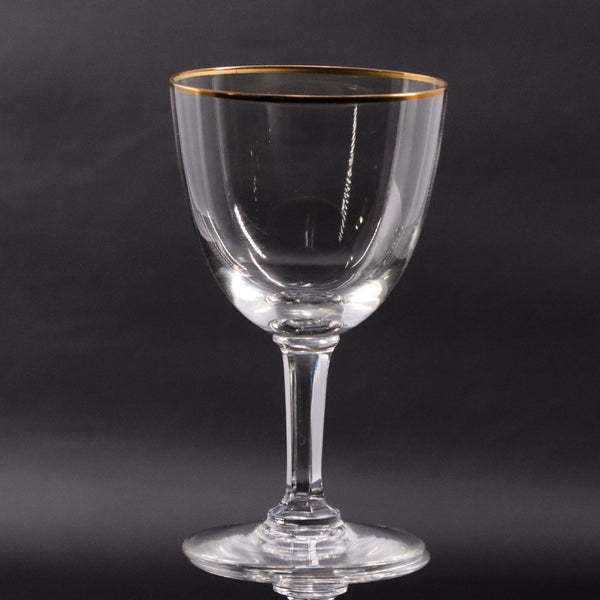 Val St. Lambert Glamour Wine Goblet 5" Gold Trimmed Crystal Glass 1950's France