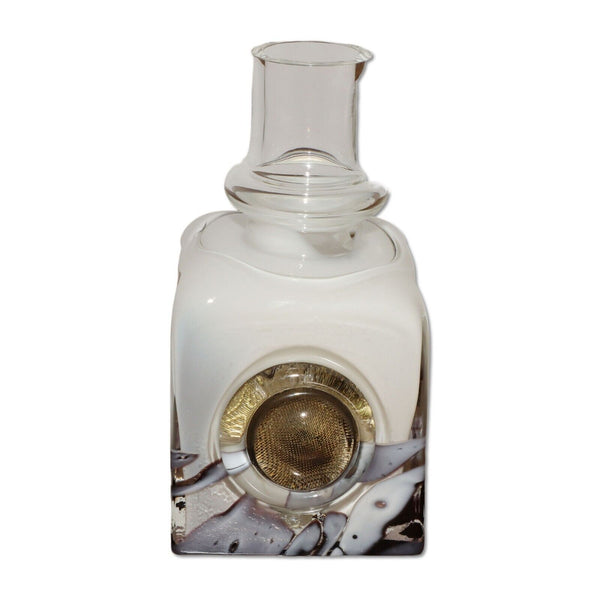 Czech Hut Princ Art Glass Sculpture Bottle Vase Screen Medallion Front 1990's