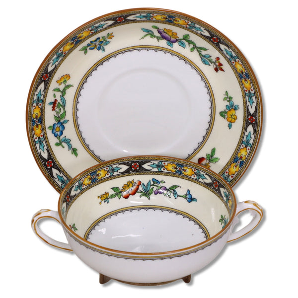 Mintons Berkeley B1020 Raised Enamel Bullion Cream Soup Bowl Antique 1920's