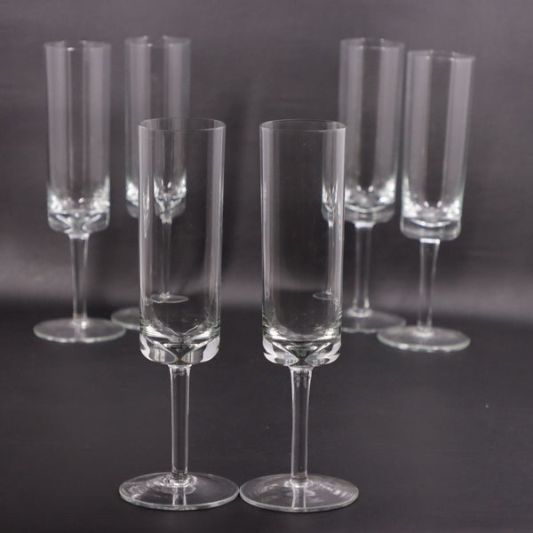 Straight Sided 6pc Set Champagne Flute Glasses 8 1/4" x 1 3/4"