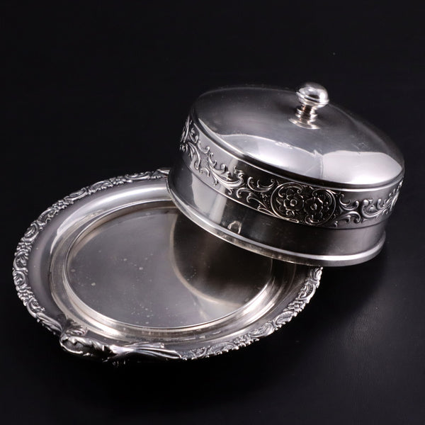 Meriden Britannia Silver Quadruple Plate Covered Butter Dish 5078 Footed 1880's