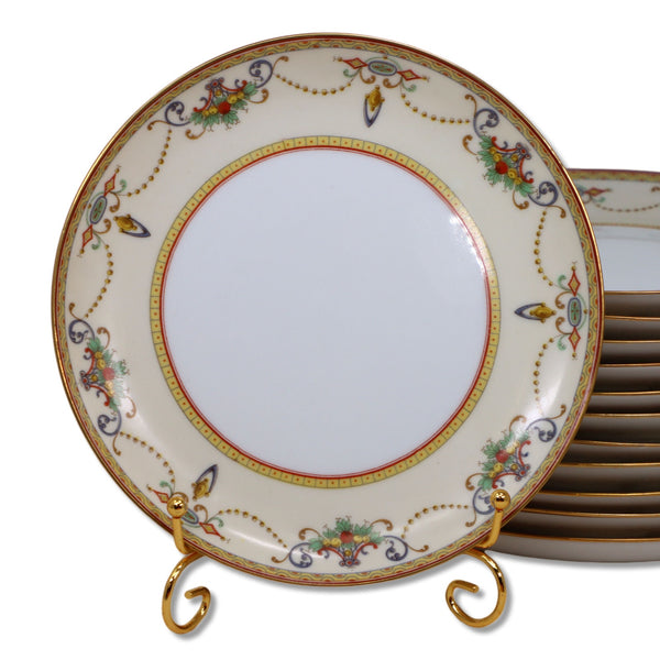 Richard Ginori Faenza Luncheon Plate 8 1/2" Swags Gold Trim Italy Early 1900's